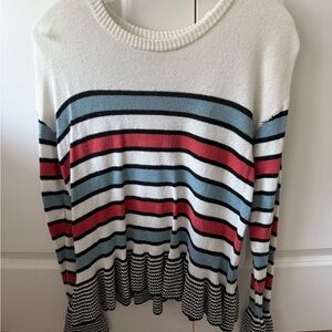 Ella Moss White and Multicolor Striped Sweater